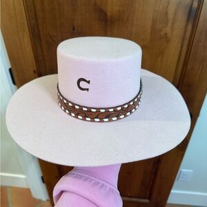 Chic Pink Hat with Brown Band